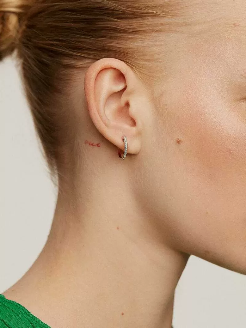 Aristocrazy Pendientes Por Unidad-Pendiente De Aro Pequeno De Oro Blanco De 18K Con Diamantes