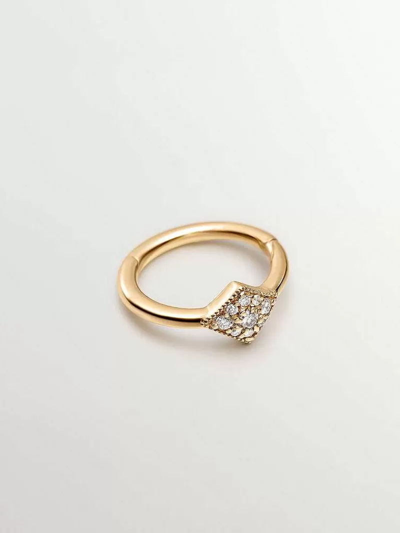 Aristocrazy Pendientes Y Piercings Con Diamantes-Pendiente De Oro Amarillo De 18K Con Diamantes