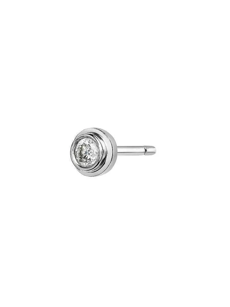 Aristocrazy Pendientes Por Unidad-Pendiente De Oro Blanco De 18K Con Diamantes 0,07 Cts