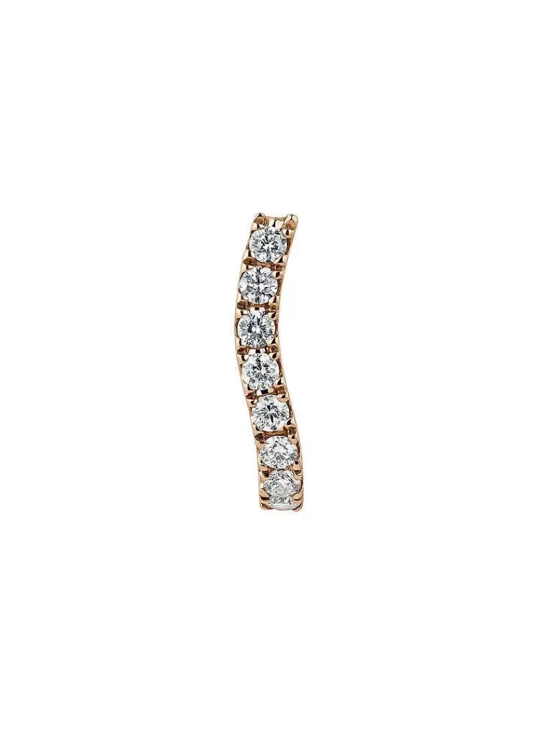 Aristocrazy Pendientes Por Unidad-Pendiente Individual Aro De Oro Rosa De 18K Con Diamantes Y Forma Ondulada