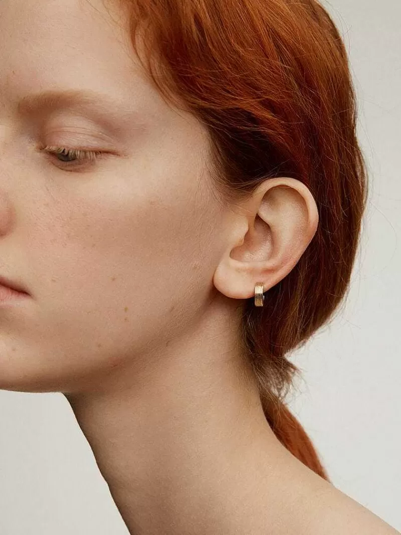 Aristocrazy Pendientes Por Unidad-Pendiente Individual De Aro Ancho De Oro Amarillo De 9K Con Textura