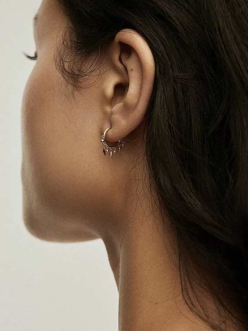Aristocrazy Pendientes Por Unidad-Pendiente Individual De Aro De Oro Amarillo De 9K Con Esferas Y Rombos