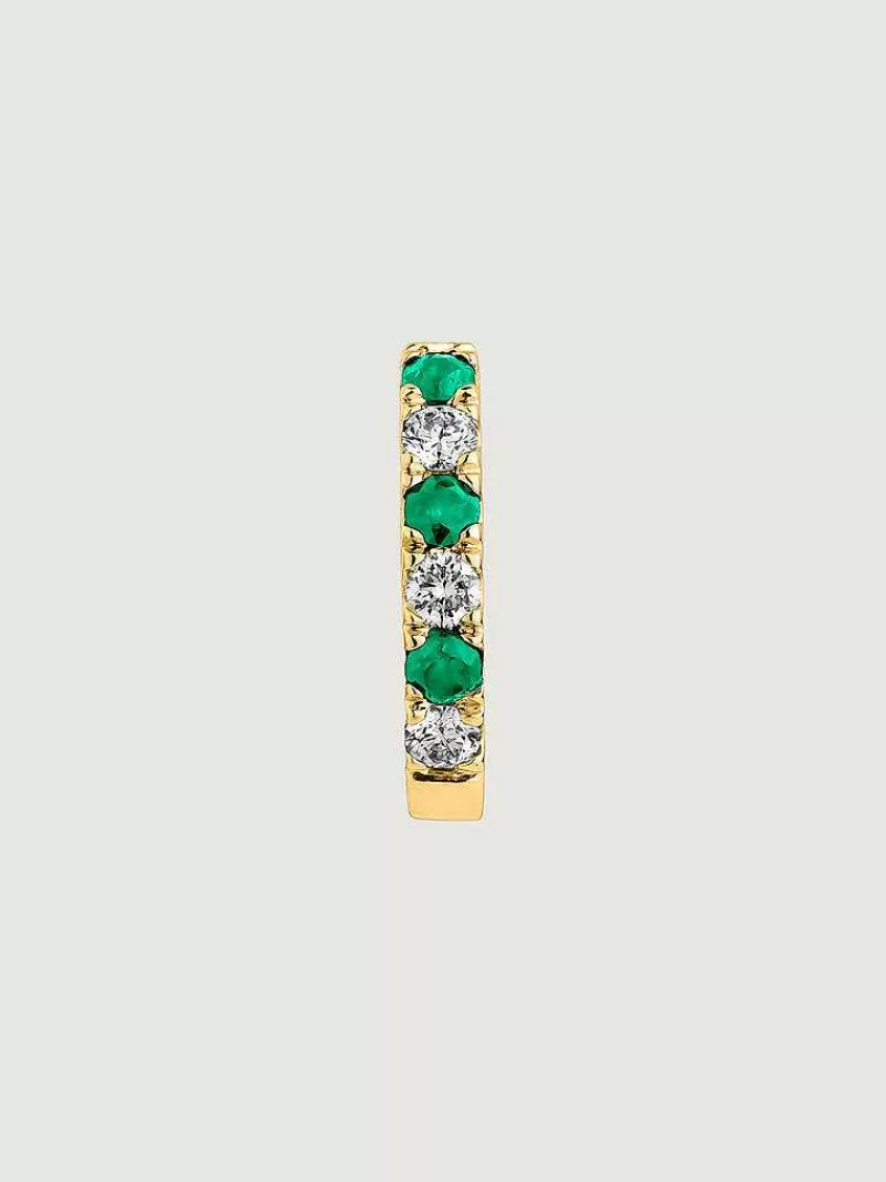 Aristocrazy Pendientes Por Unidad-Pendiente Individual De Aro De Oro Amarillo De 9K Con Esmeraldas Y Diamantes
