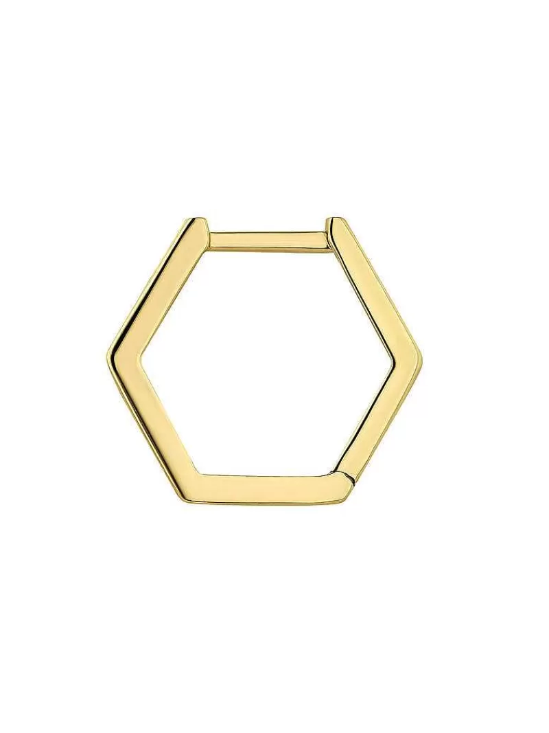 Aristocrazy Pendientes Por Unidad-Pendiente Individual De Aro De Oro Amarillo De 9K Con Forma Hexagonal