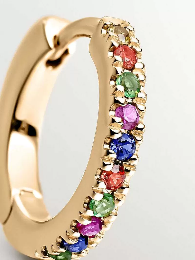 Aristocrazy Pendientes Por Unidad-Pendiente Individual De Aro De Oro Amarillo De 9K Con Tsavoritas Y Zafiros Multicolor