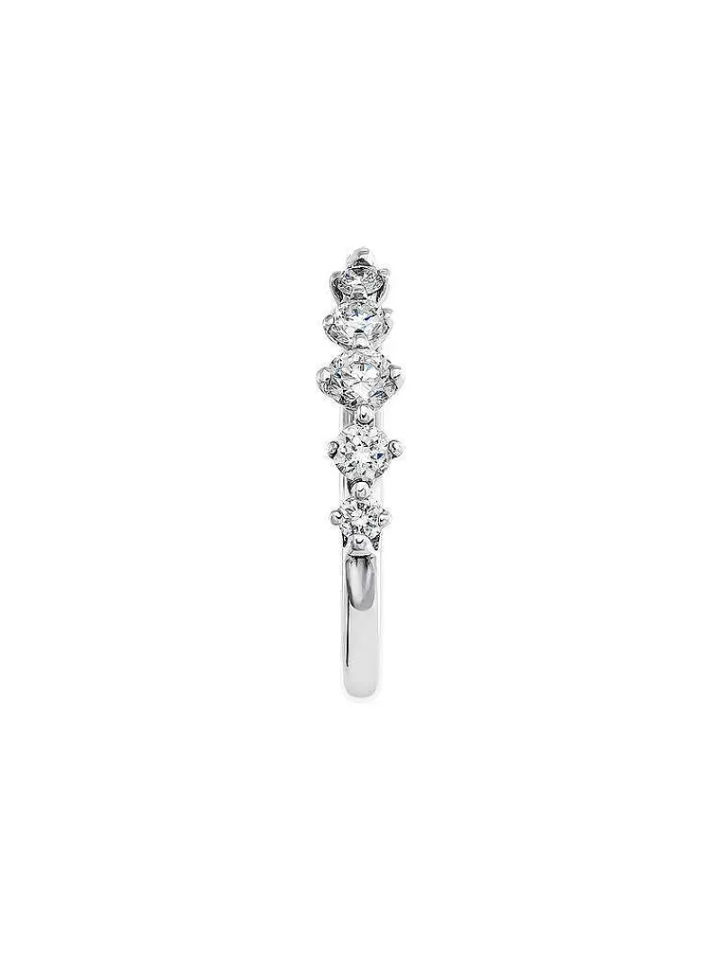 Aristocrazy Pendientes Por Unidad-Pendiente Individual De Aro De Oro Blanco De 18K Con Diamantes 0,016 Cts