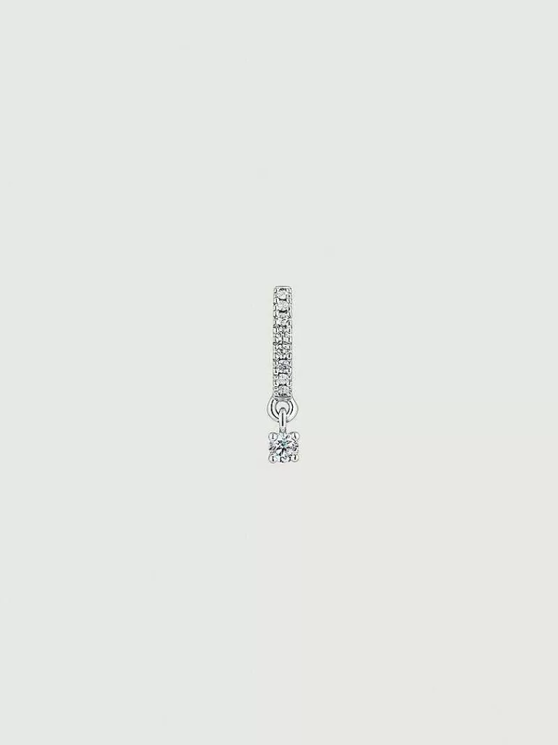 Aristocrazy Pendientes Por Unidad-Pendiente Individual De Aro De Oro Blanco De 18K Con Diamantes