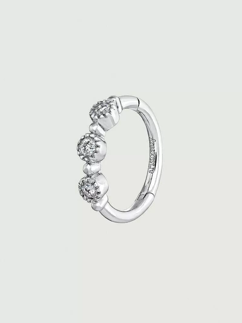 Aristocrazy Pendientes Por Unidad-Pendiente Individual De Aro De Oro Blanco De 9K Con Diamantes 0,042 Cts