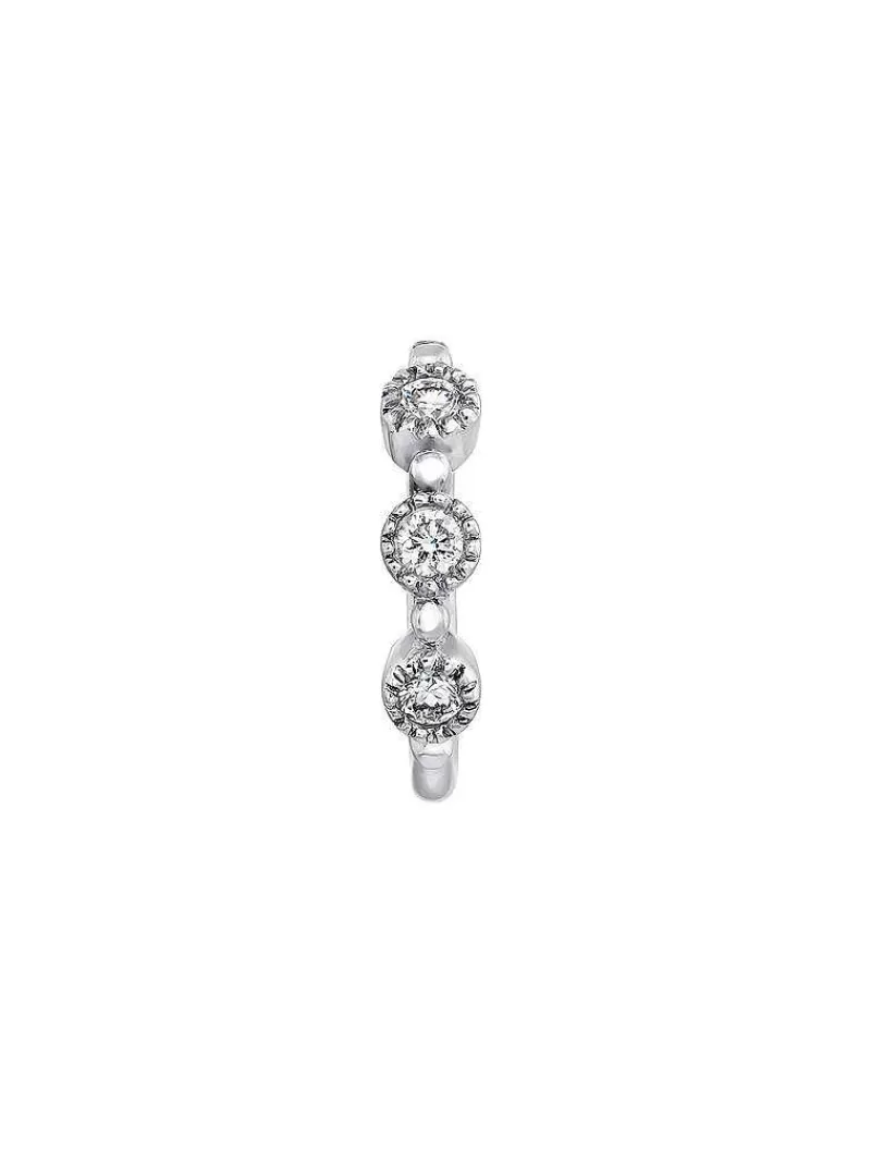 Aristocrazy Pendientes Por Unidad-Pendiente Individual De Aro De Oro Blanco De 9K Con Diamantes 0,042 Cts