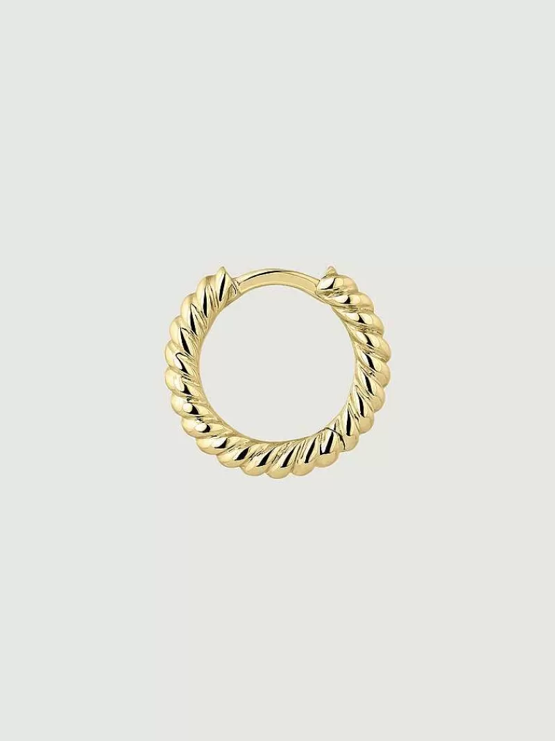 Aristocrazy Pendientes Por Unidad-Pendiente Individual De Aro De Oro Blanco De 9K Con Textura Gallonada
