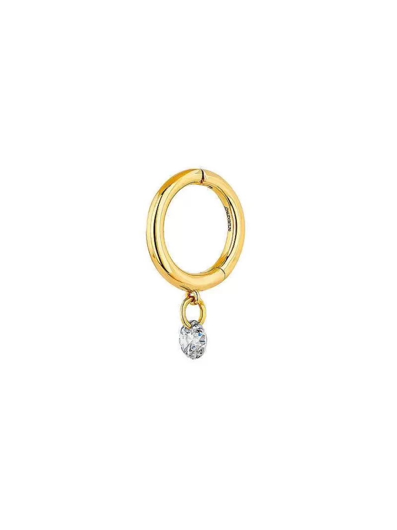 Aristocrazy Pendientes Por Unidad-Pendiente Individual De Aro Pequeno De Oro Amarillo De 18K Con Diamante 0,08 Cts