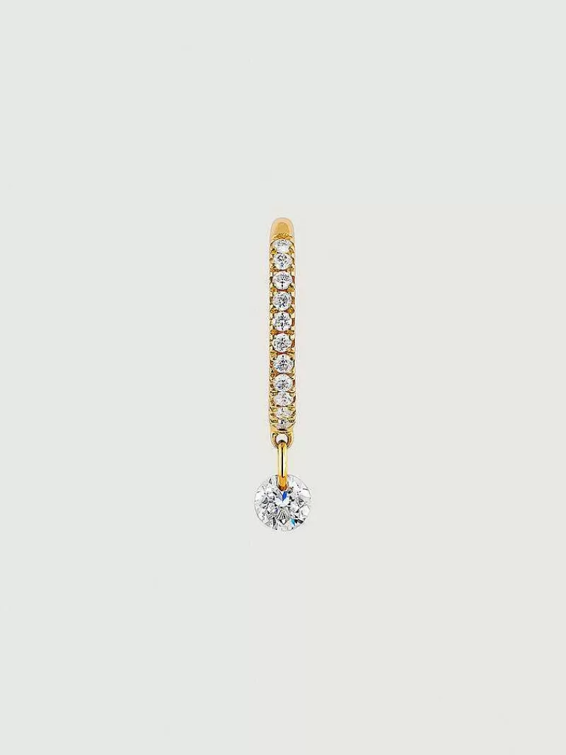 Aristocrazy Pendientes Por Unidad-Pendiente Individual De Aro Pequeno De Oro Amarillo De 18K Con Diamantes