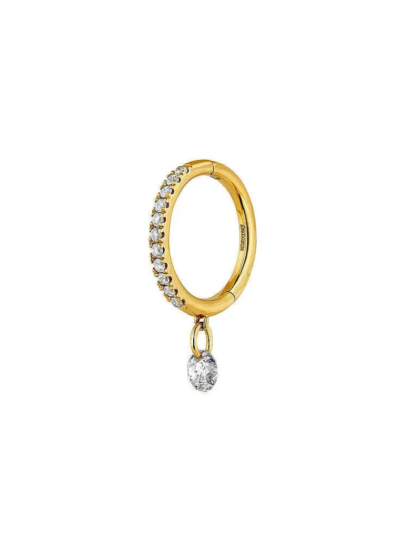 Aristocrazy Pendientes Por Unidad-Pendiente Individual De Aro Pequeno De Oro Amarillo De 18K Con Diamantes