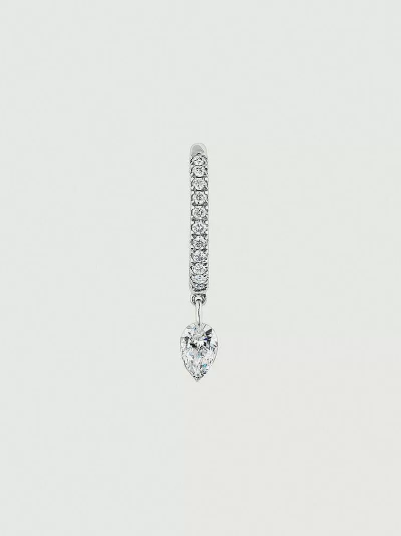 Aristocrazy Pendientes Por Unidad-Pendiente Individual De Aro Pequeno De Oro Blanco De 18K Con Diamantes