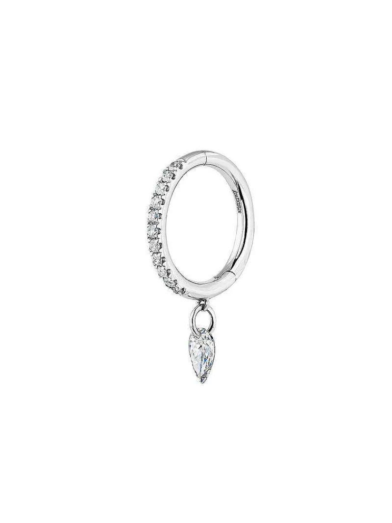 Aristocrazy Pendientes Por Unidad-Pendiente Individual De Aro Pequeno De Oro Blanco De 18K Con Diamantes