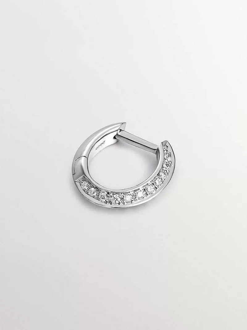 Aristocrazy Pendientes Por Unidad-Pendiente Individual De Aro Pequeno De Oro Blanco De 18K Con Diamantes De 0,07Cts