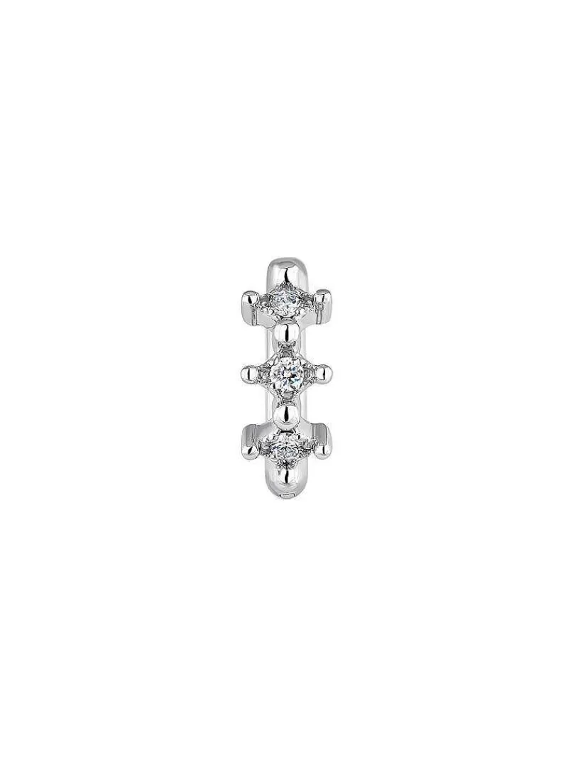 Aristocrazy Pendientes Por Unidad-Pendiente Individual De Aro Pequeno De Oro Blanco De 9K Con Diamantes