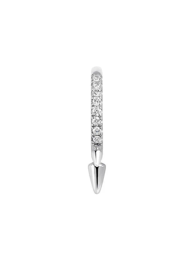 Aristocrazy Pendientes Por Unidad-Pendiente Individual De Aro Pequeno De Oro Blanco De 9K Con Pinchos Y Diamantes