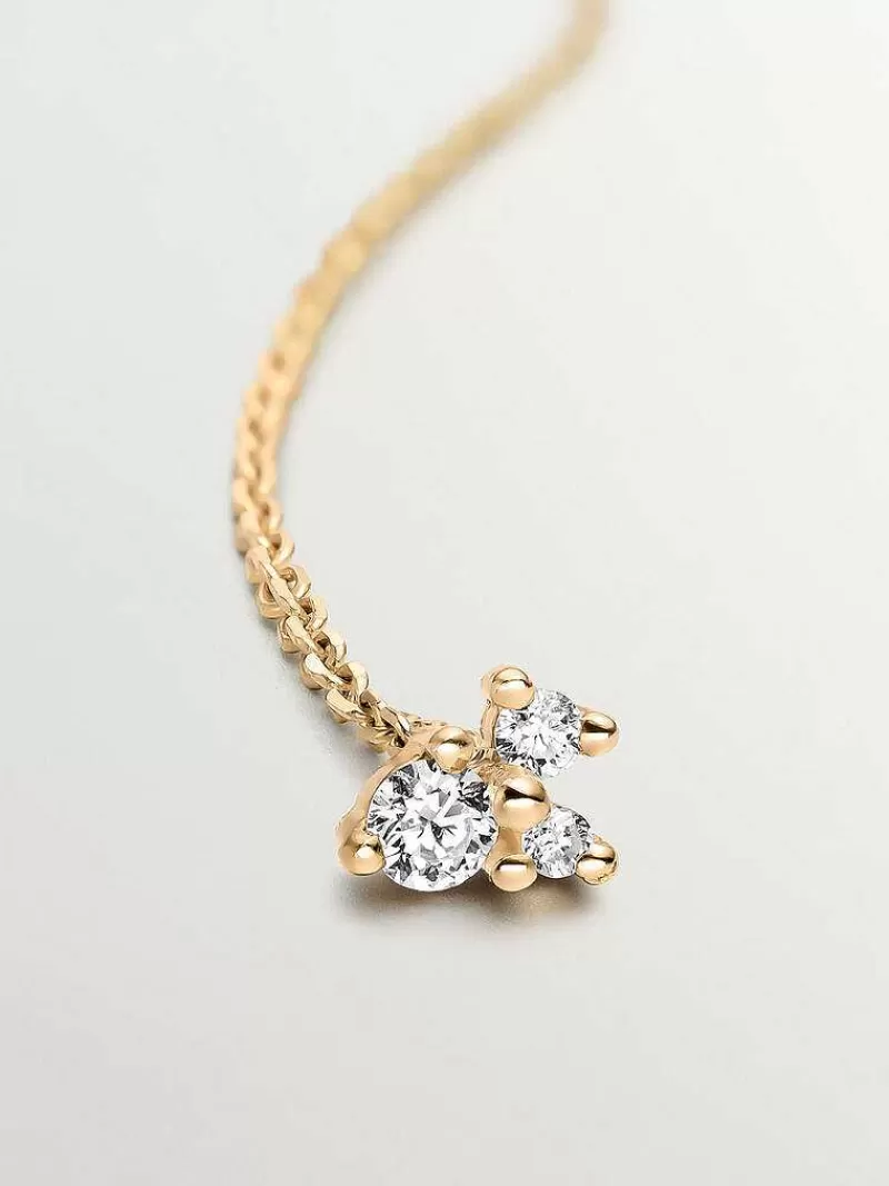 Aristocrazy Pendientes Por Unidad-Pendiente Individual De Oro Amarillo De 9K Con Cadena Y Diamantes