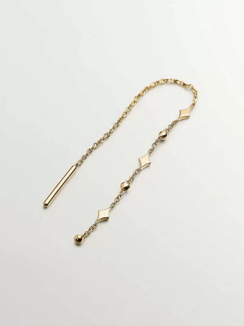 Aristocrazy Pendientes Por Unidad-Pendiente Individual De Oro Amarillo De 9K Con Cadena Y Motivos