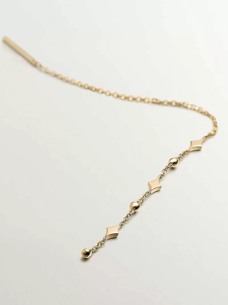 Aristocrazy Pendientes Por Unidad-Pendiente Individual De Oro Amarillo De 9K Con Cadena Y Motivos