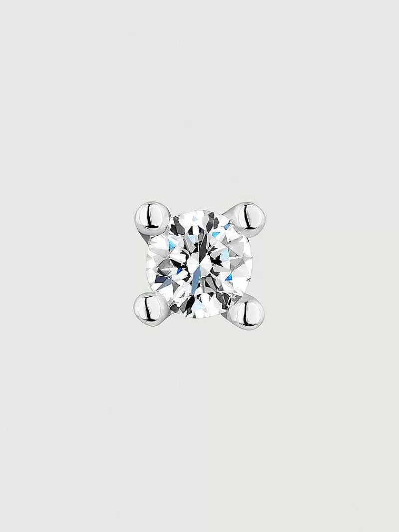 Aristocrazy Pendientes Por Unidad-Pendiente Individual De Oro Blanco De 18K Con Diamante