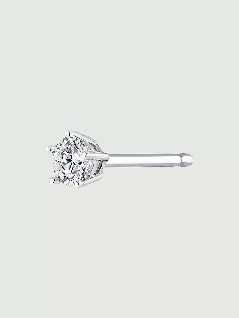 Aristocrazy Pendientes Por Unidad-Pendiente Individual De Oro Blanco De 18K Con Diamantes
