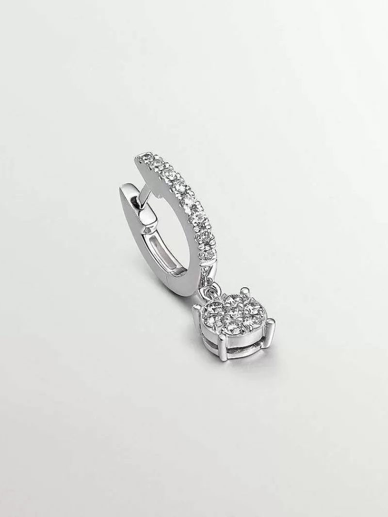 Aristocrazy Pendientes Por Unidad-Pendiente Individual De Oro Blanco De 18K Con Pave De Diamantes Y Diamante Colgante