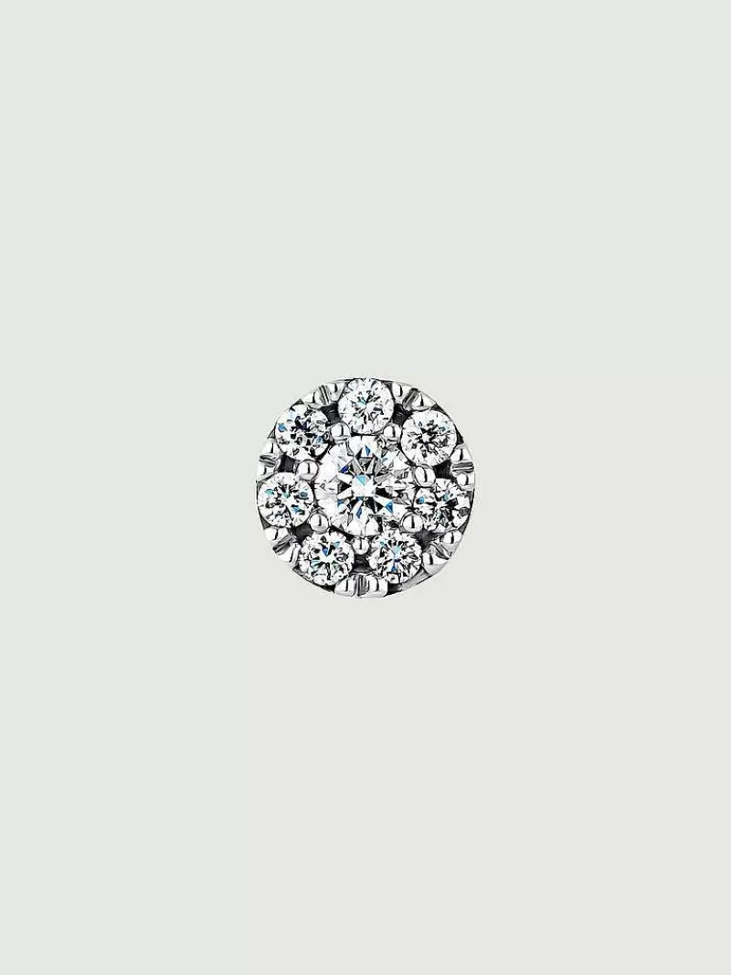 Aristocrazy Pendientes Por Unidad-Pendiente Individual De Oro Blanco De 18K Con Roseta De Diamantes