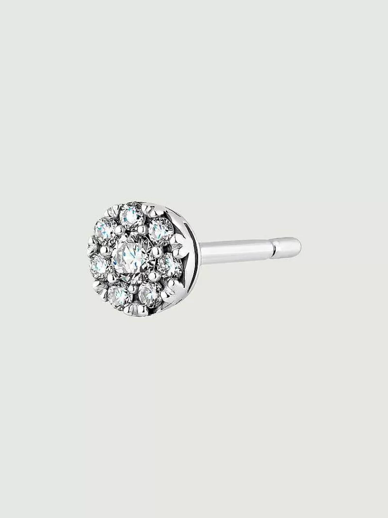 Aristocrazy Pendientes Por Unidad-Pendiente Individual De Oro Blanco De 18K Con Roseta De Diamantes