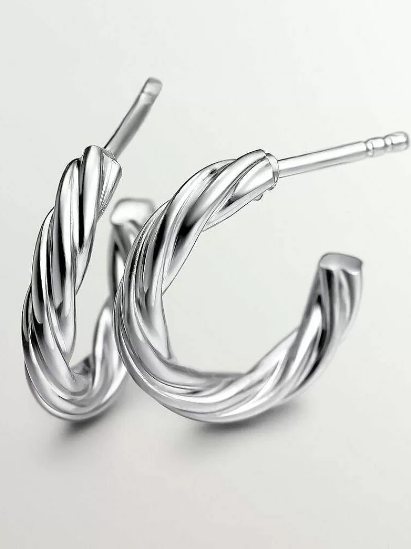 Aristocrazy Pendientes De Aro-Pendientes De Aro De Plata 925 Con Acabado Gallonado