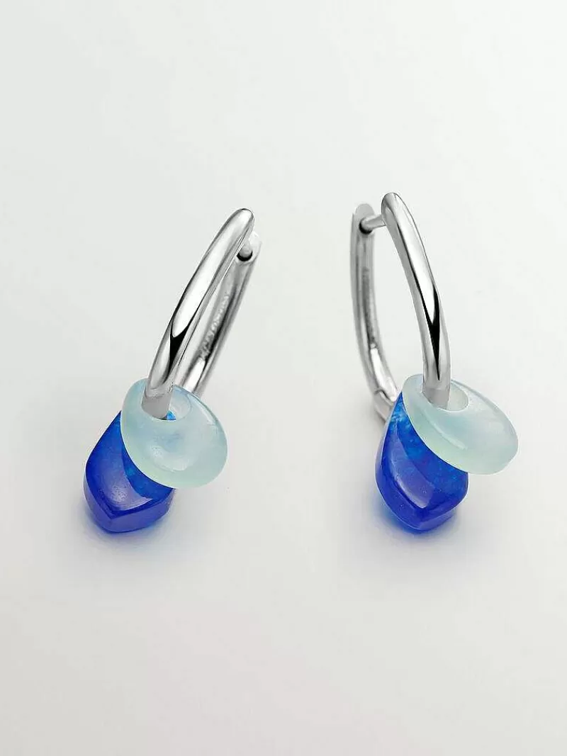 Aristocrazy Pendientes De Plata-Pendientes De Aro De Plata 925 Con Jade Azul