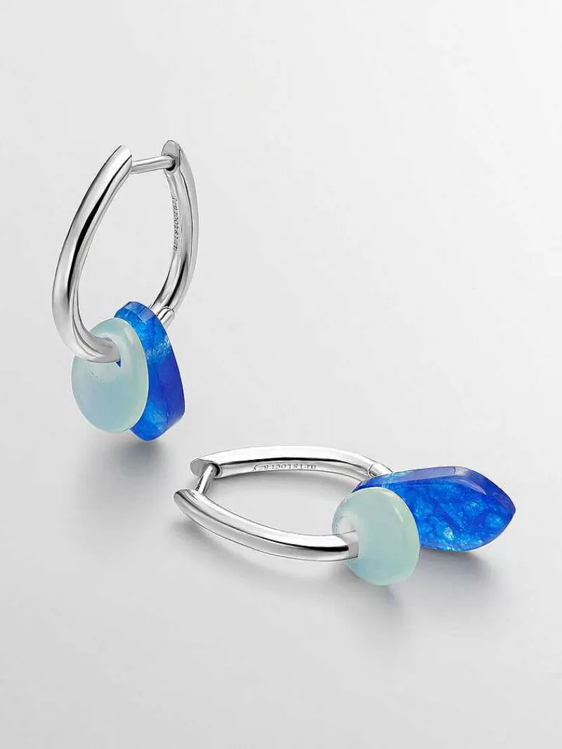 Aristocrazy Pendientes De Plata-Pendientes De Aro De Plata 925 Con Jade Azul