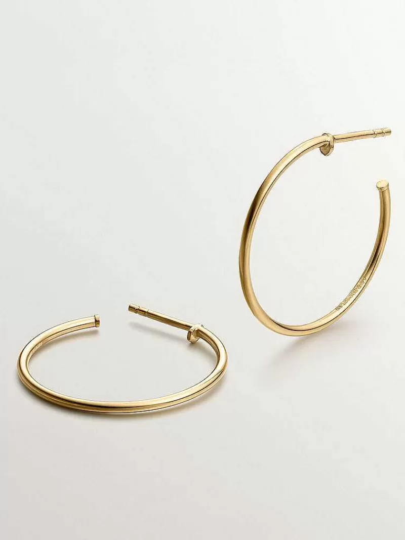 Aristocrazy Pendientes De Aro-Pendientes De Aro Medianos De Plata 925 Banada En Oro Amarillo De 18K