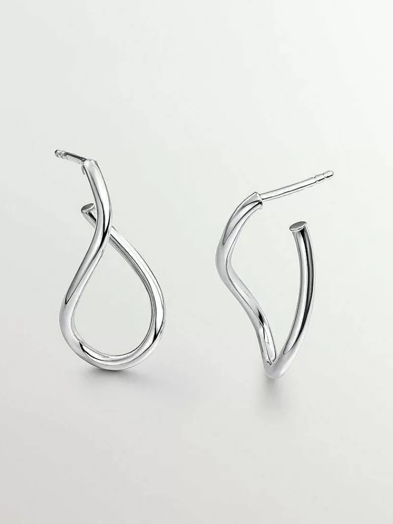 Aristocrazy Pendientes De Aro-Pendientes De Aro Ondulados Medianos De Plata 925