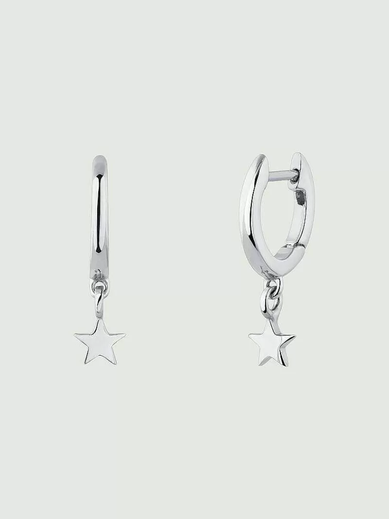 Aristocrazy Pendientes De Plata-Pendientes De Aro Pequenos De Plata 925 Con Estrella