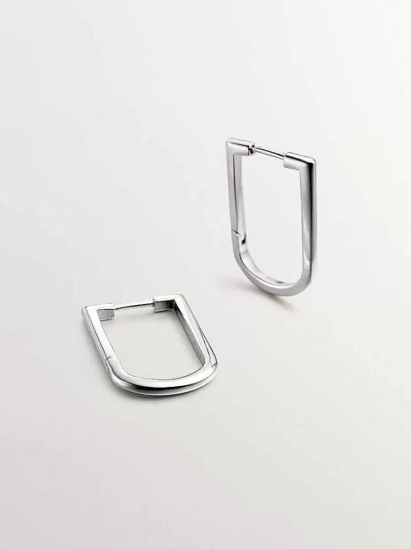 Aristocrazy Pendientes De Plata-Pendientes De Aro Semi Rectangular De Plata 925