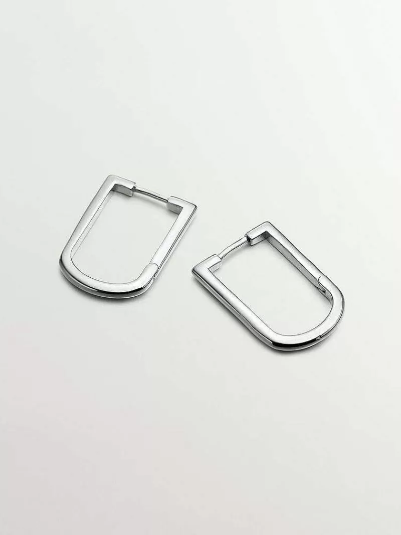 Aristocrazy Pendientes De Plata-Pendientes De Aro Semi Rectangular De Plata 925