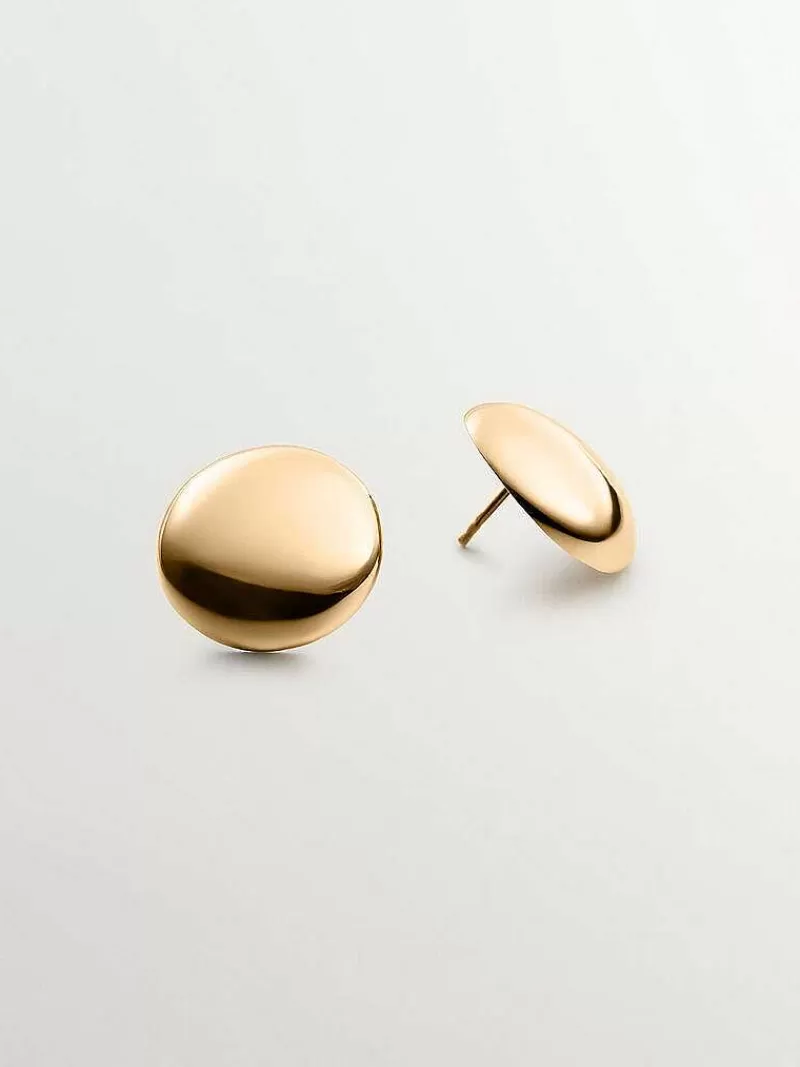 Aristocrazy Pendientes De Plata-Pendientes De Plata 925 Banada En Oro Amarillo De 18K Con Forma Redonda