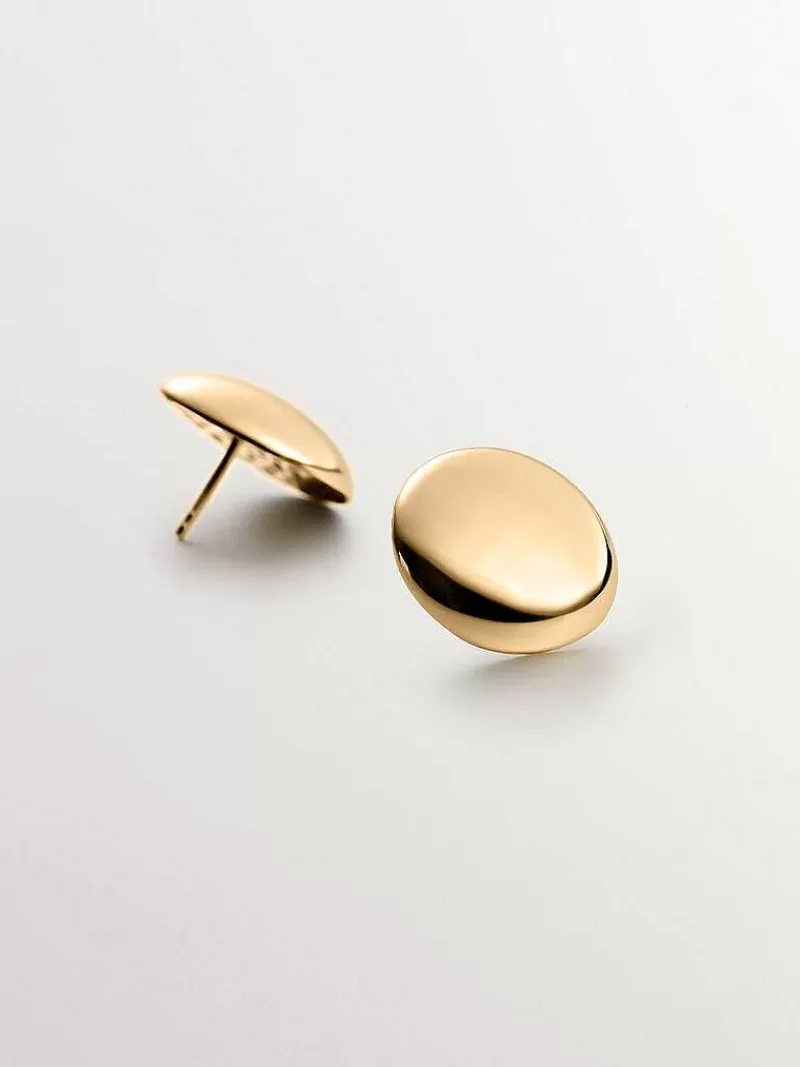 Aristocrazy Pendientes De Plata-Pendientes De Plata 925 Banada En Oro Amarillo De 18K Con Forma Redonda