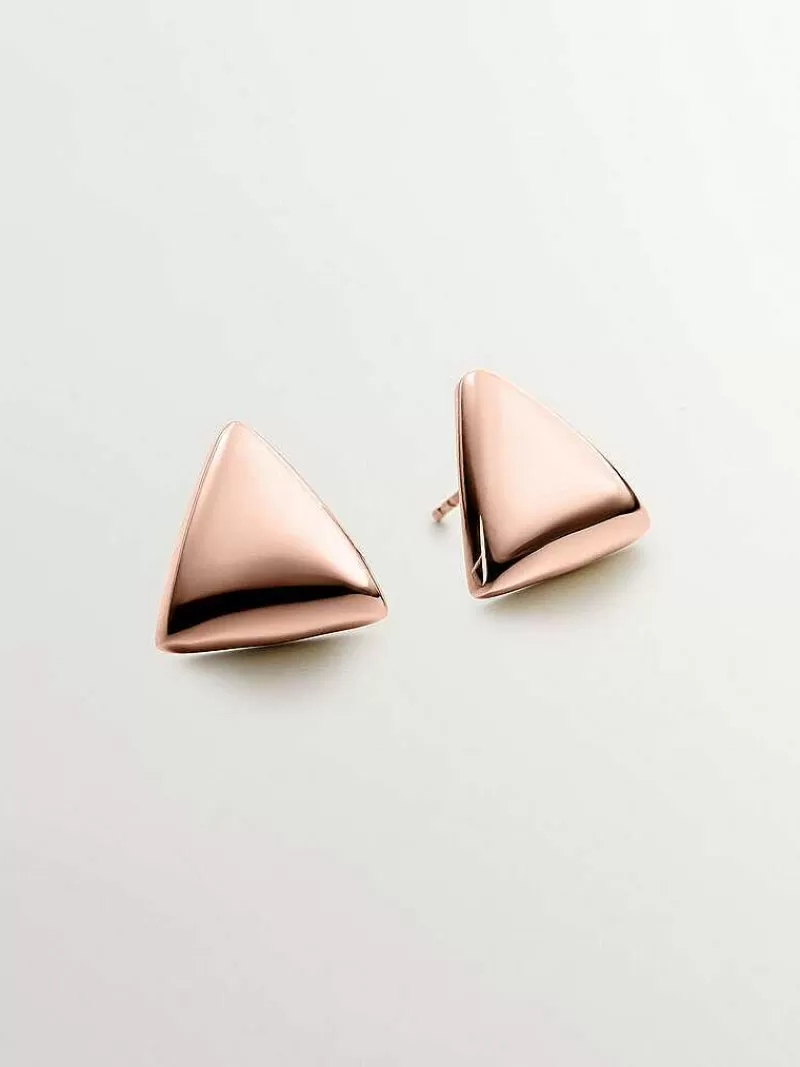 Aristocrazy Pendientes De Plata-Pendientes De Plata 925 Banada En Oro Rosa De 18K Con Forma Triangular