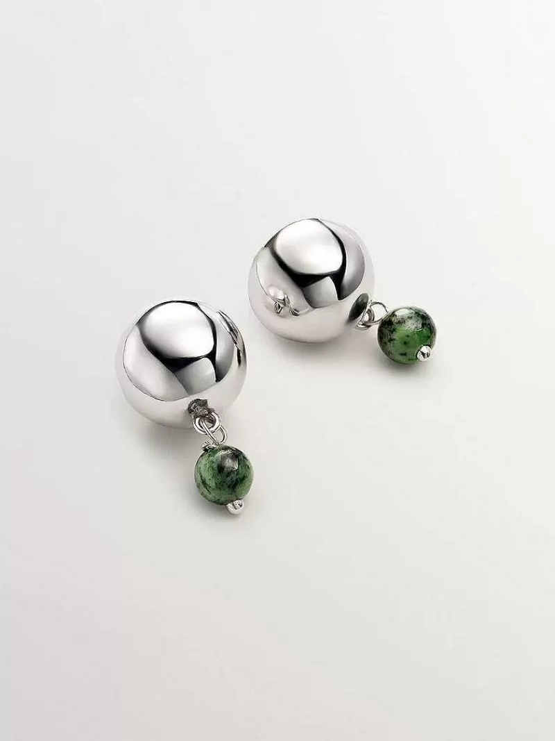 Aristocrazy Pendientes De Plata-Pendientes De Plata 925 Con Jaspe Verde