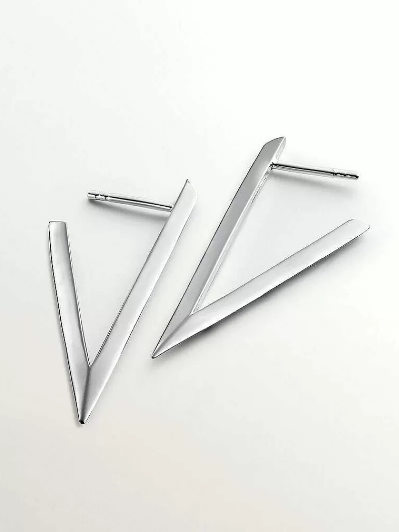 Aristocrazy Pendientes De Aro-Pendientes Grandes Triangulares De Plata 925