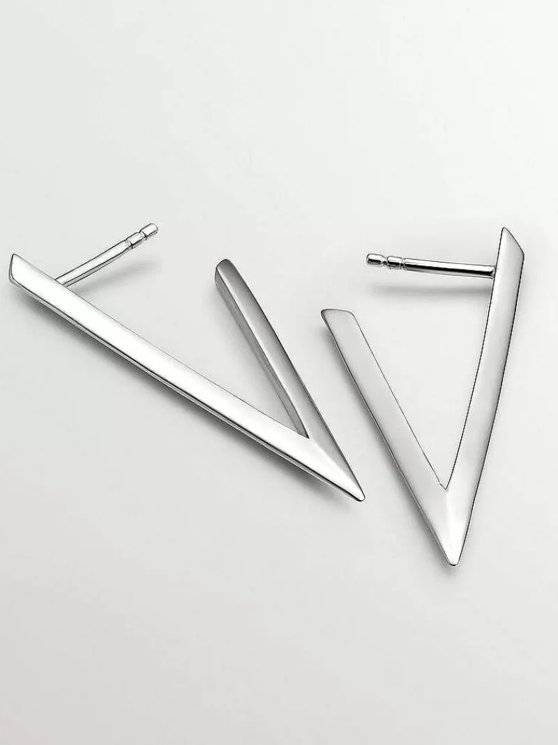 Aristocrazy Pendientes De Aro-Pendientes Grandes Triangulares De Plata 925