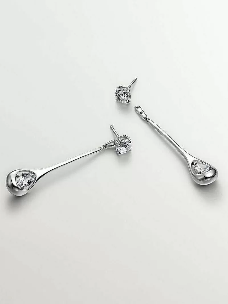 Aristocrazy Pendientes De Plata-Pendientes Largos De Plata 925 Con Topacios Blancos