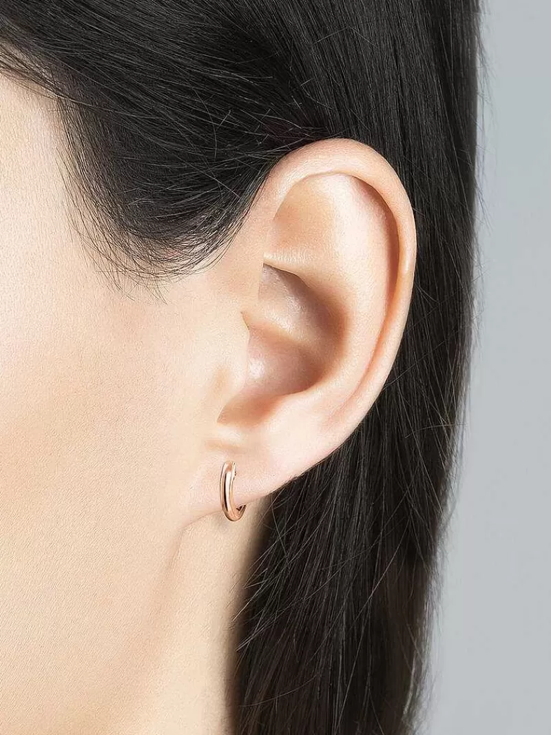 Aristocrazy Pendientes De Plata-Pendientes Pequenos De Aro De Plata 925 Banada En Oro Rosa De 18K