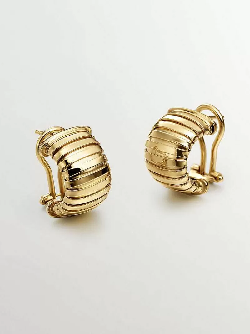 Aristocrazy Pendientes De Plata-Pendientes Tubogas De Plata 925 Banada En Oro Amarillo De 18K
