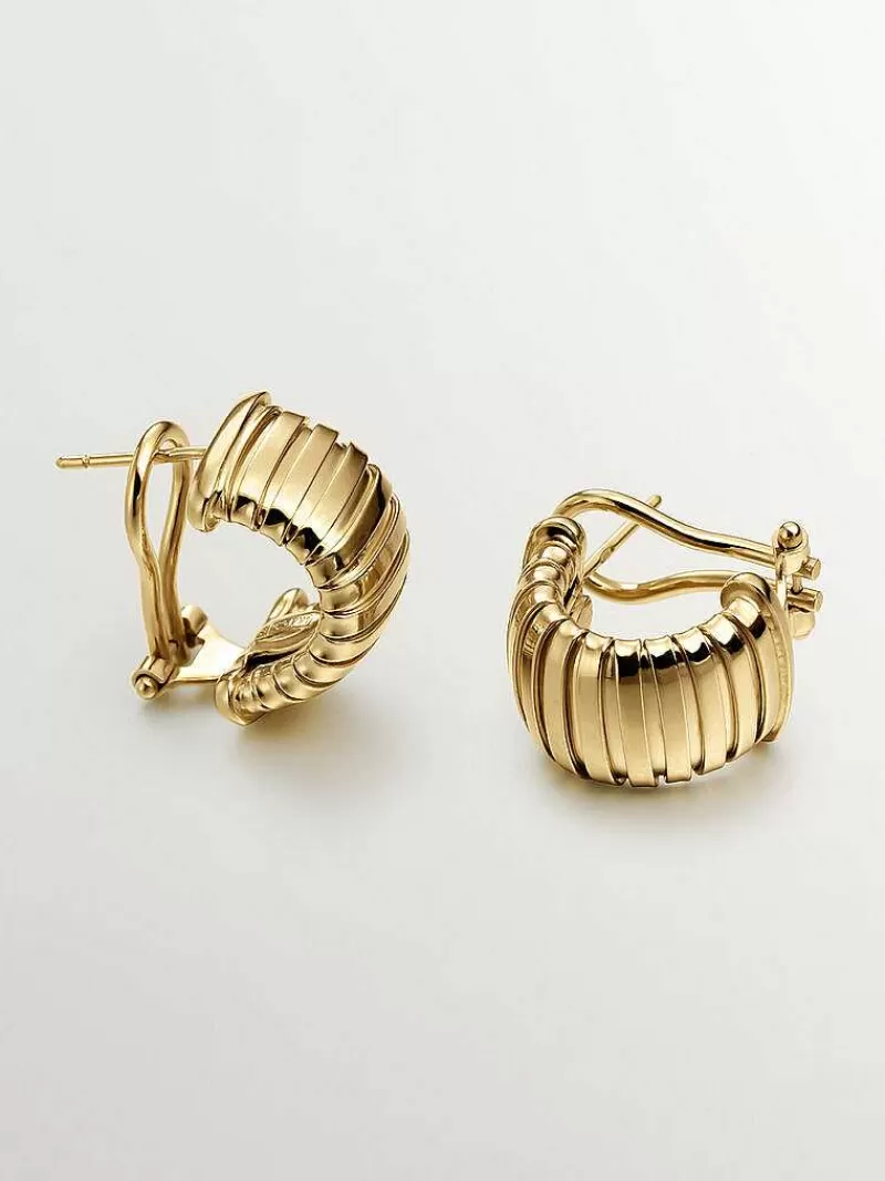 Aristocrazy Pendientes De Plata-Pendientes Tubogas De Plata 925 Banada En Oro Amarillo De 18K