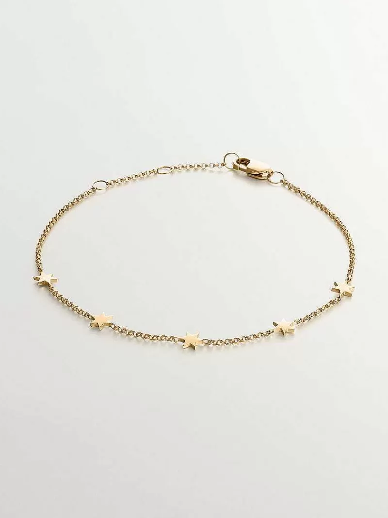 Aristocrazy Pulseras De Oro-Pulsera De Oro Amarillo De 9K Con Estrellas