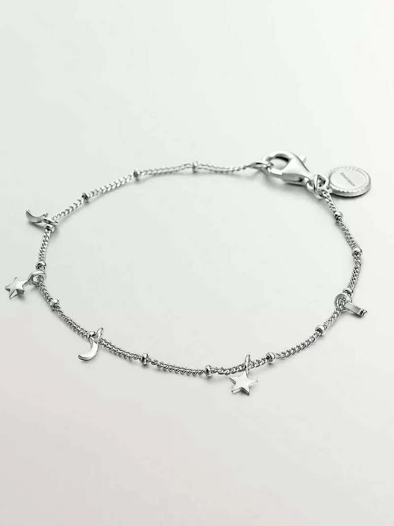 Aristocrazy Pulseras De Plata-Pulsera De Plata 925 Con Lunas Y Estrellas